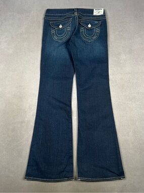 True Religion Low Rise Boot Cut Dark Blue Flare Jeans Indigo Y2K